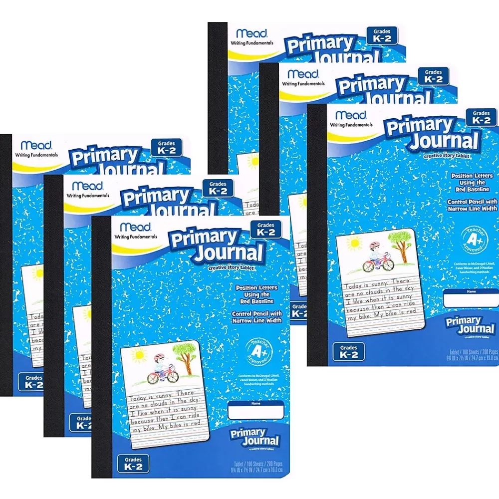 Mead Journals<Primary Journal, 7.5" x 9.5", Blue, 100 Pages, 6/Bundle (MEA09554-6)