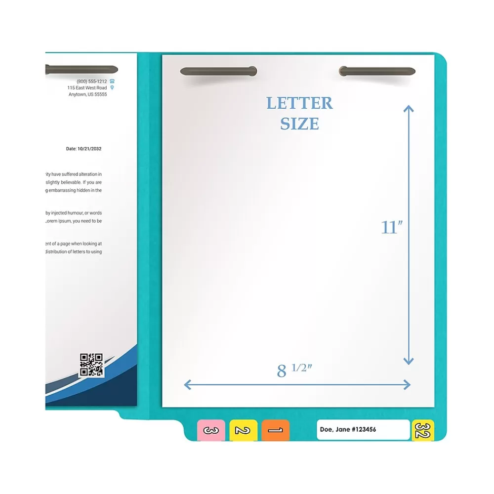 Medical Arts Press File Folders<Heavy-Duty End Tab File Folder, Straight Cut, Letter Size, Light Blue, 40/Box (S-09459-LBL)