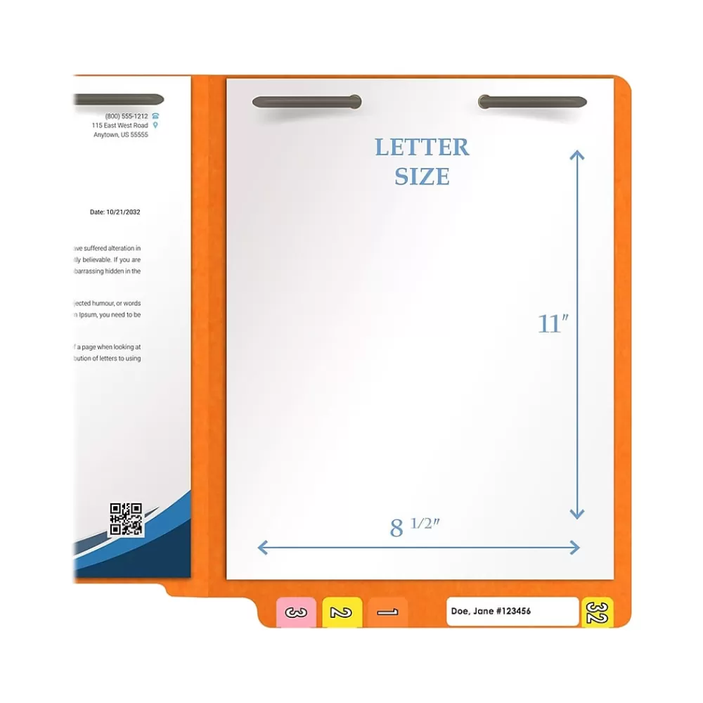 Medical Arts Press File Folders<Heavy-Duty End Tab File Folder, Straight Cut, Letter-Size, Orange, 40/Box (S-09459-ORG)