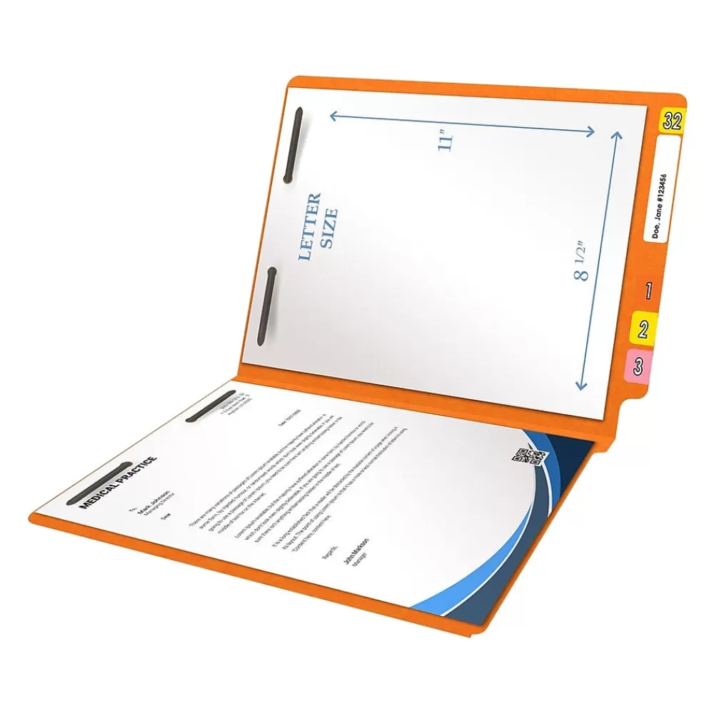 Medical Arts Press File Folders<Heavy-Duty End Tab File Folder, Straight Cut, Letter-Size, Orange, 40/Box (S-09459-ORG)