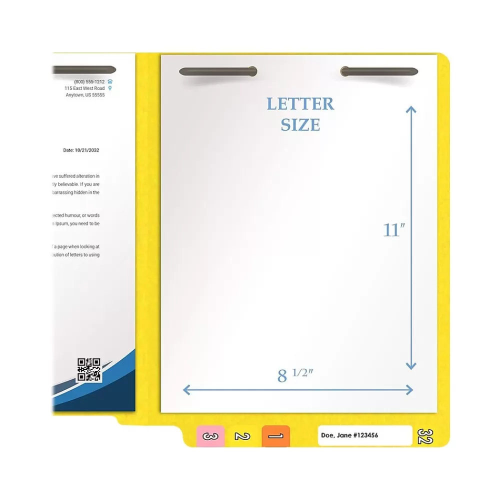 Medical Arts Press File Folders<Heavy-Duty End Tab File Folder, Straight Cut, Letter-Size, Yellow, 40/Box (S-09459-YLW)
