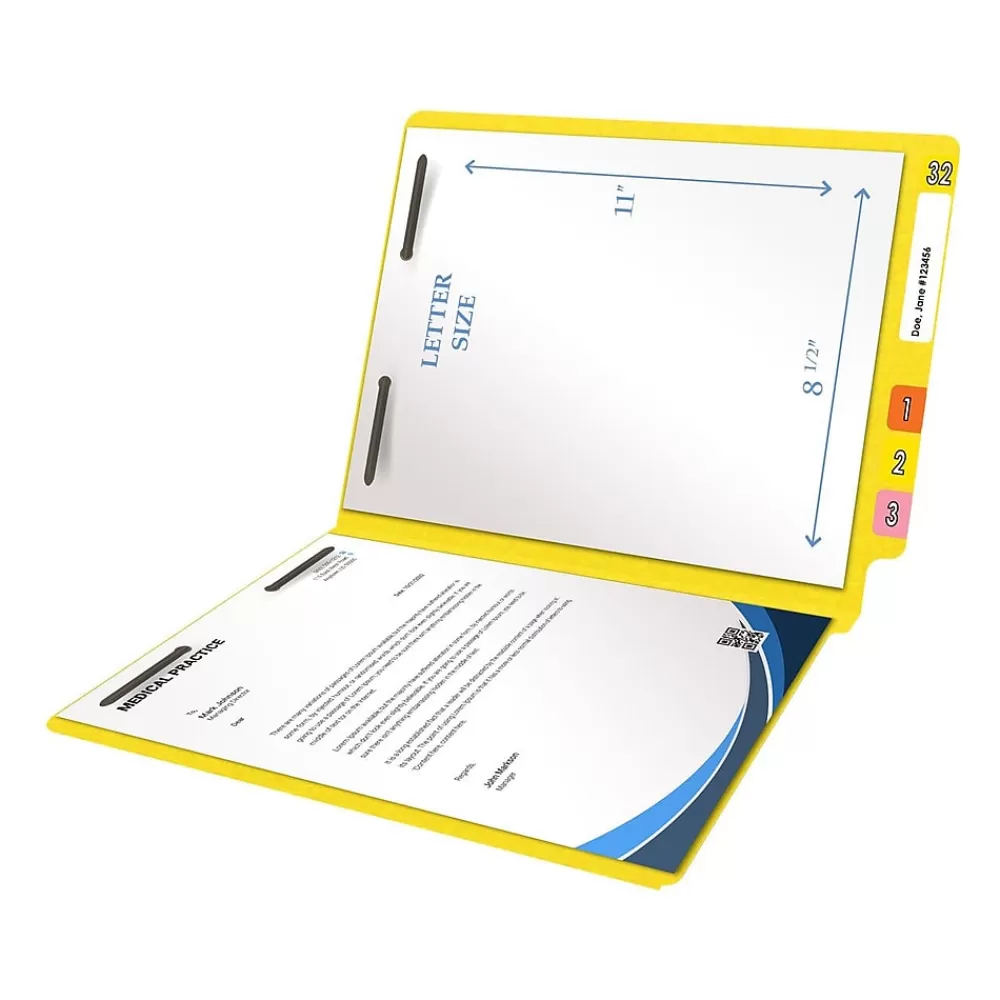 Medical Arts Press File Folders<Heavy-Duty End Tab File Folder, Straight Cut, Letter-Size, Yellow, 40/Box (S-09459-YLW)