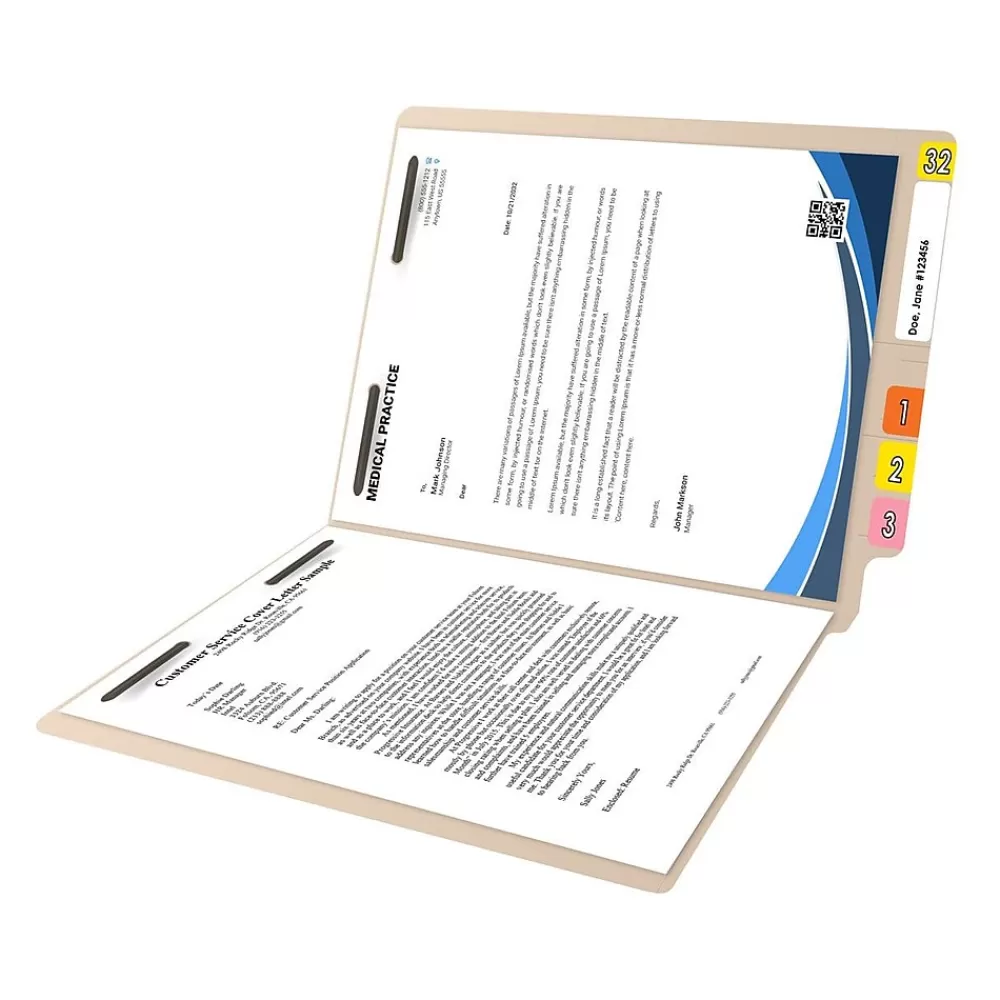Medical Arts Press File Folders<Reinforced End Tab File Folder, Straight Cut, Letter-Size, Manila, 50/Box (S-01324)