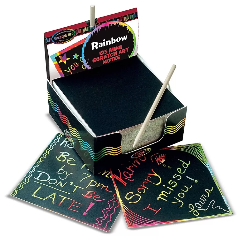 Melissa & Doug Notepads<Scratch Art Box of Rainbow Mini Notes with Stylus, 125 Notes Per Pack, 3 Packs (LCI5945-3)