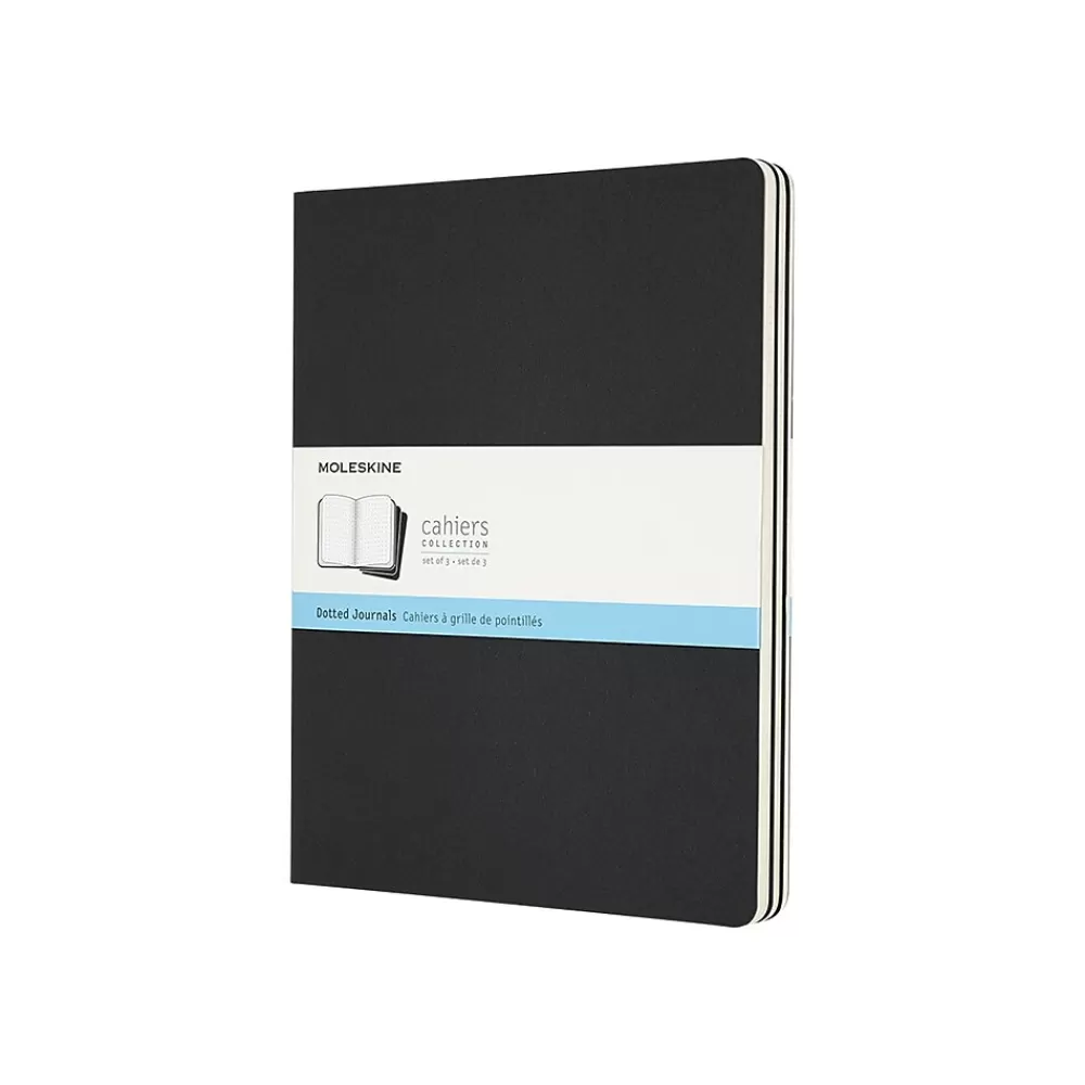 Moleskine Journals<Cahier Journal, 7.5" x 9.5", Dotted Ruled, Black, 80 Pages, 3/Pack (8058341719220)