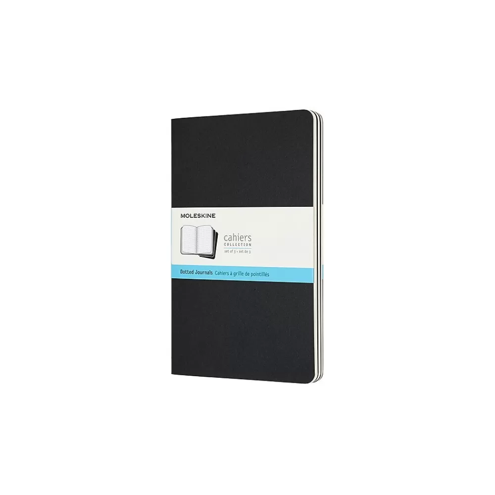 Moleskine Journals<Cahier Journal, 5" x 8.25", Dotted Ruled, Black, 80 Pages, 3/Pack (719213)