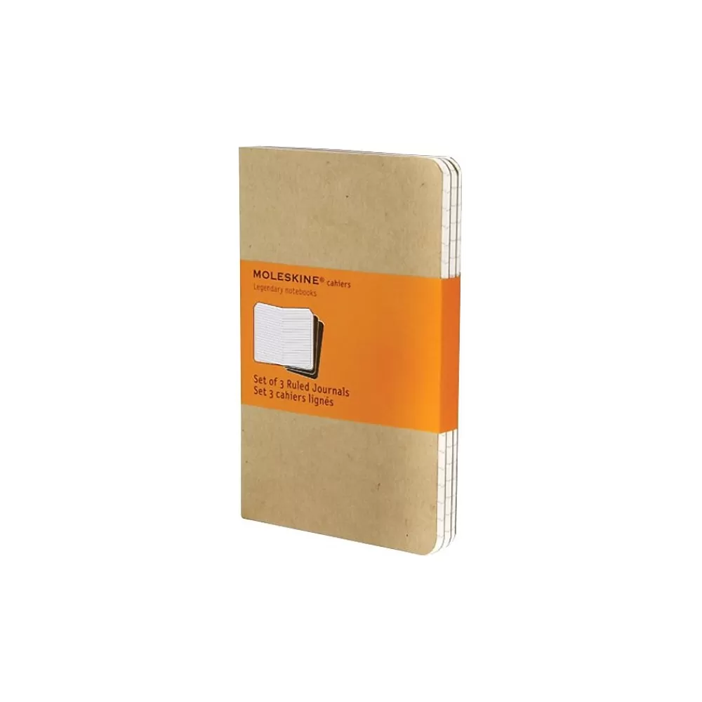 Moleskine Journals<Cahier Journal, 7.5" x 10", Wide Ruled, Kraft Brown, 120 Pages, 3/Pack (705045)