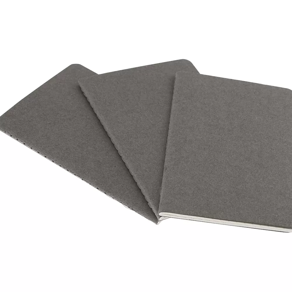 Moleskine Journals<Cahier Journal, Set of 3, Pocket, Ruled, Pebble Grey, Soft Cover, 3-1/2" x 5-1/2"