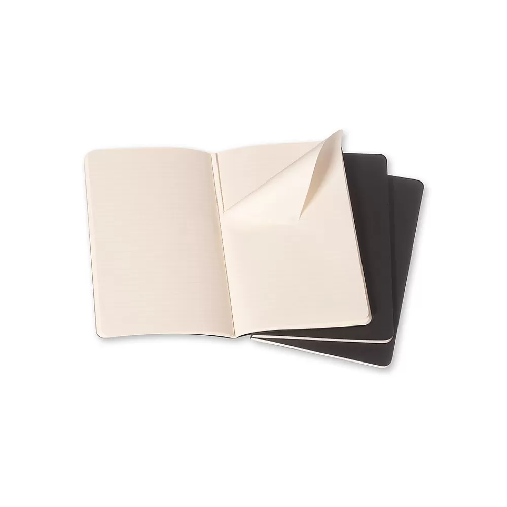 Moleskine Journals<Cahier Pocket Journal, 3.5" x 5.5", Narrow Ruled, Black, 64 Pages, 3/Pack (704895)
