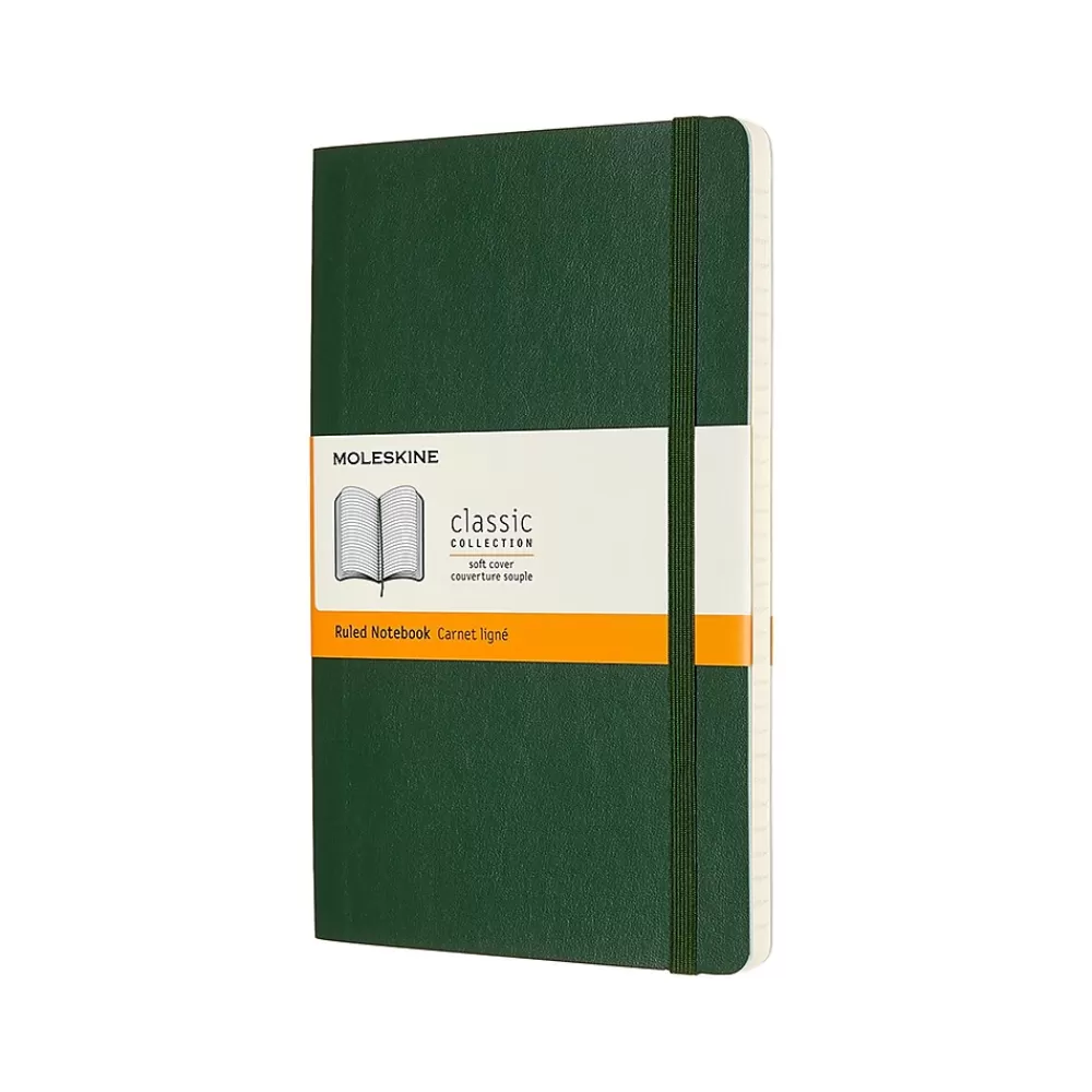 Moleskine Notebooks<Classic Pocket Notebook, 5" x 8.25", Wide Ruled, 96 Sheets, Green (600011)