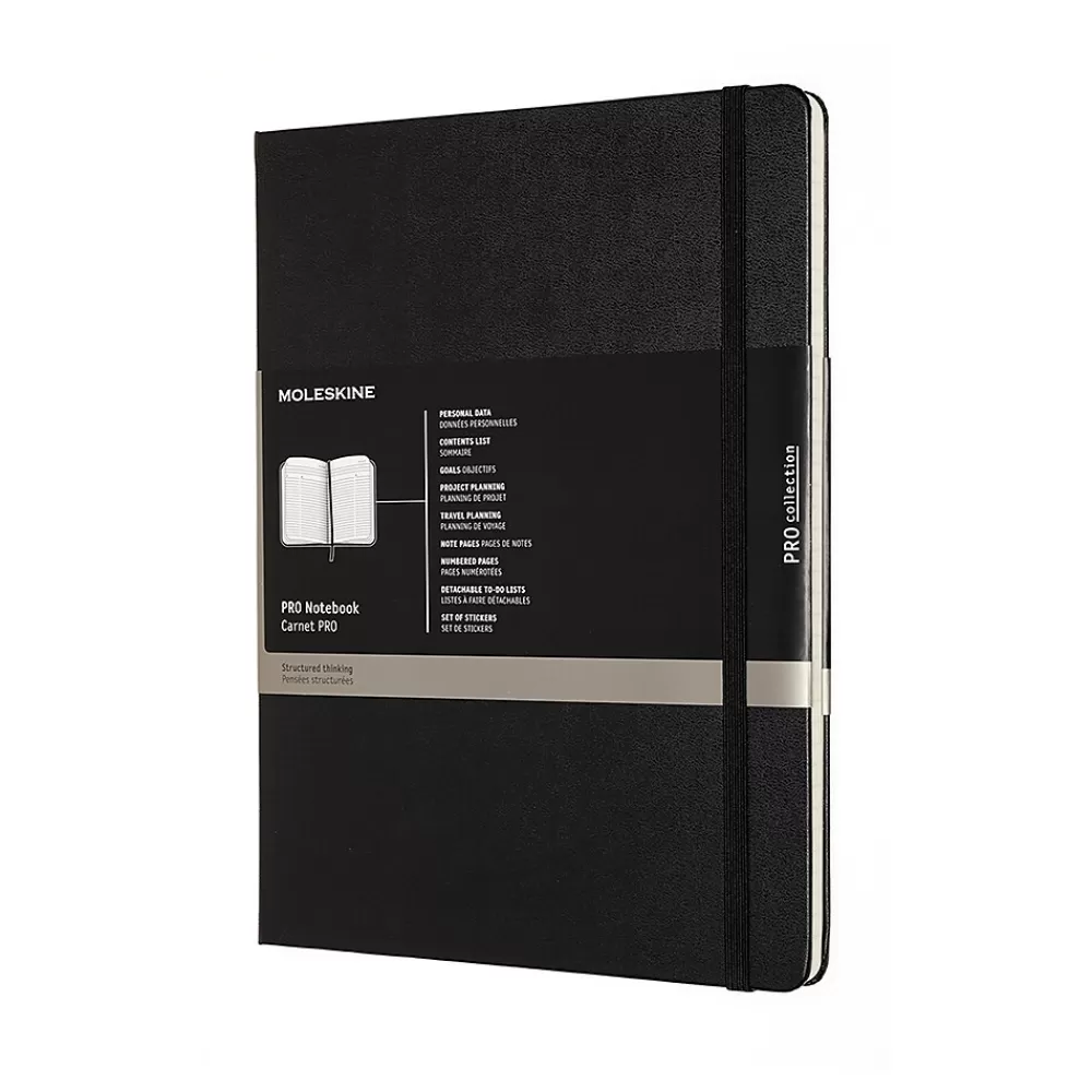 Moleskine Notebooks<Folio Professional Notebooks, 7.5" x 9.75", College Ruled, 96 Sheets, Black (620800)