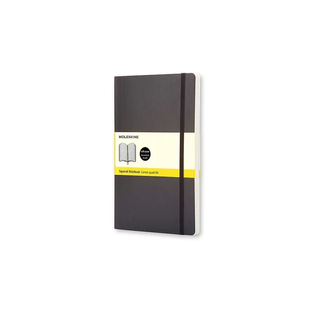 Moleskine Notebooks<Large Subject Notebooks, 5" x 8.25", Quad, 96 Sheets, Black (707186)