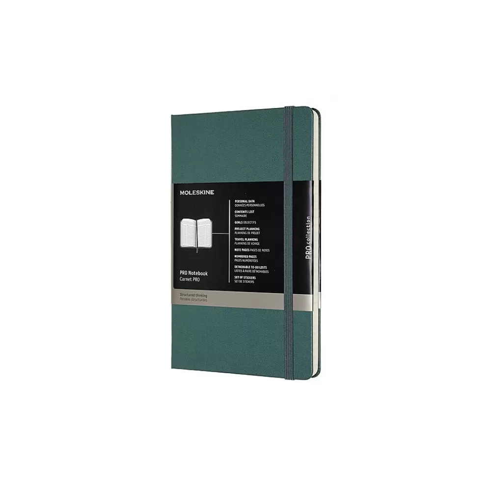 Moleskine Notebooks<Pro Large Professional Notebooks, 5" x 8.25", Narrow Ruled, Green (620763)