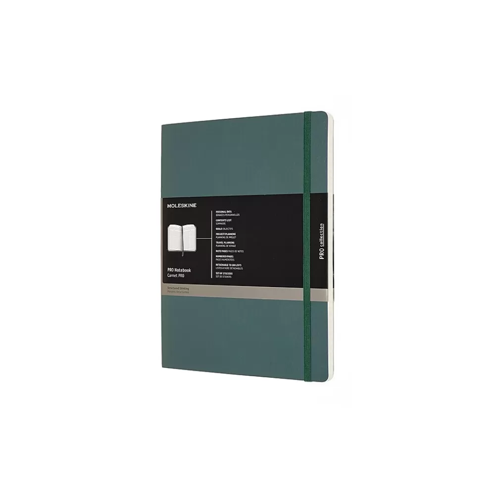 Moleskine Notebooks<Pro XL Professional Notebooks, 7.5" x 9.75", Narrow Ruled, 192 Sheets, Green (620848)