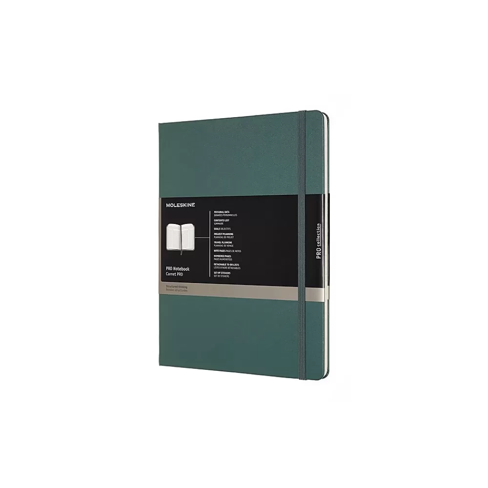 Moleskine Subject Notebooks<Pro XL 1-Subject Professional Notebook, 7.5" x 9.75", Narrow Ruled, 192 Sheets, Green (620817)