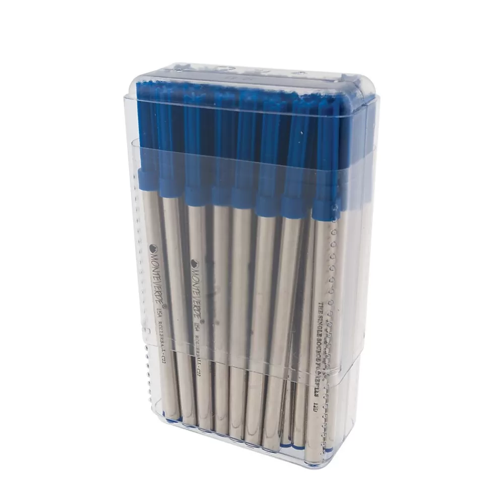 Monteverde Pens<® Fine Ceramic Rollerball Refill For Waterman Rollerball Pens, Blue, 50/Pack