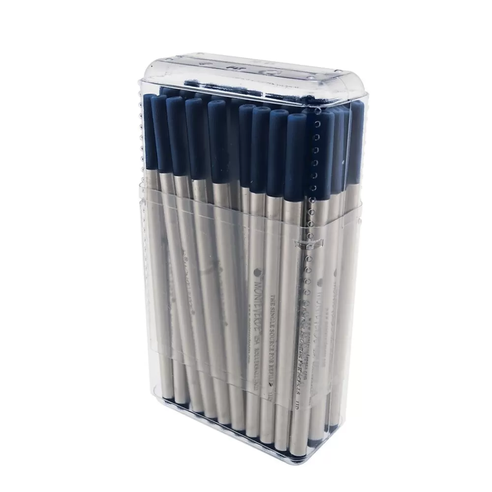 Monteverde Pens<® Fine Rollerball Refill For Montblanc Rollerball Pens, Blue/Black, 50/Pack