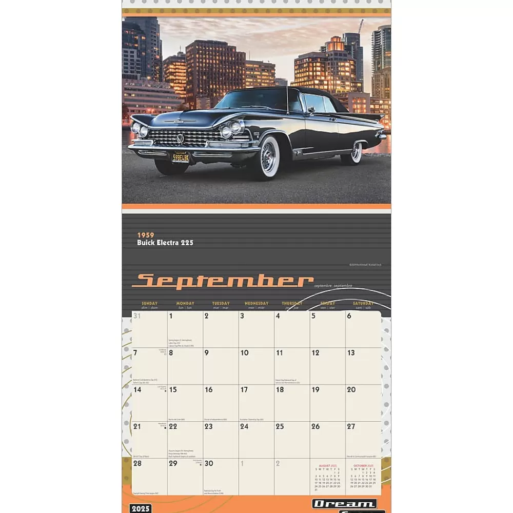 BrownTrout 2025 Calendars<2025 Motor Club Dream Cars 12" x 24" Monthly Square Wall Calendar, (9781975479619)