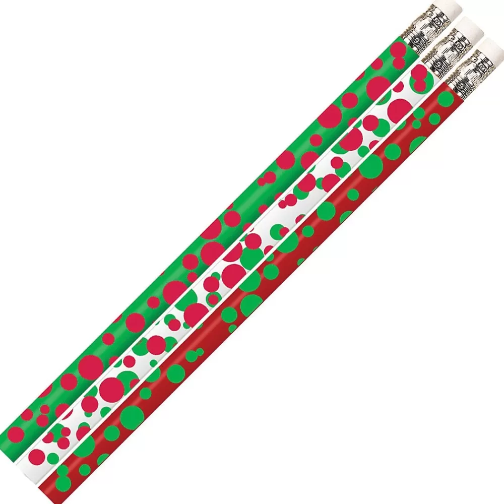 Musgrave Pencil Company Pencils<MUSGRAVE® Dots of Christmas Fun Motivational Pencils, Assorted Colors, Pack of 144 (MUS2528G)