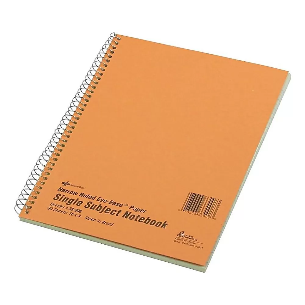 National Brand Subject Notebooks<Brown Board Cover 1-Subject Notebooks, 8" x 10", Narrow Ruled, 80 Sheets, Brown (RED33008)