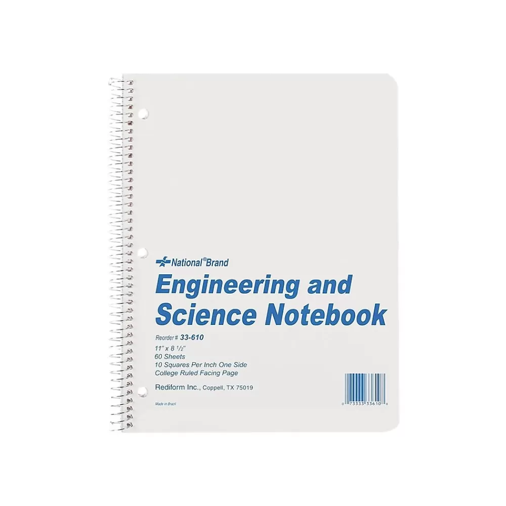 National Brand Notebooks<Engineering & Science 1-Subject Computation Notebooks, 8.5" x 11", Quad, 60 Sheets, Gray/Silver (33610)