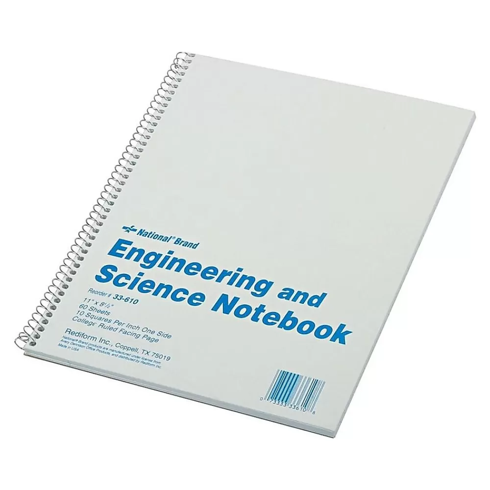 National Brand Notebooks<Engineering & Science 1-Subject Computation Notebooks, 8.5" x 11", Quad, 60 Sheets, Gray/Silver (33610)