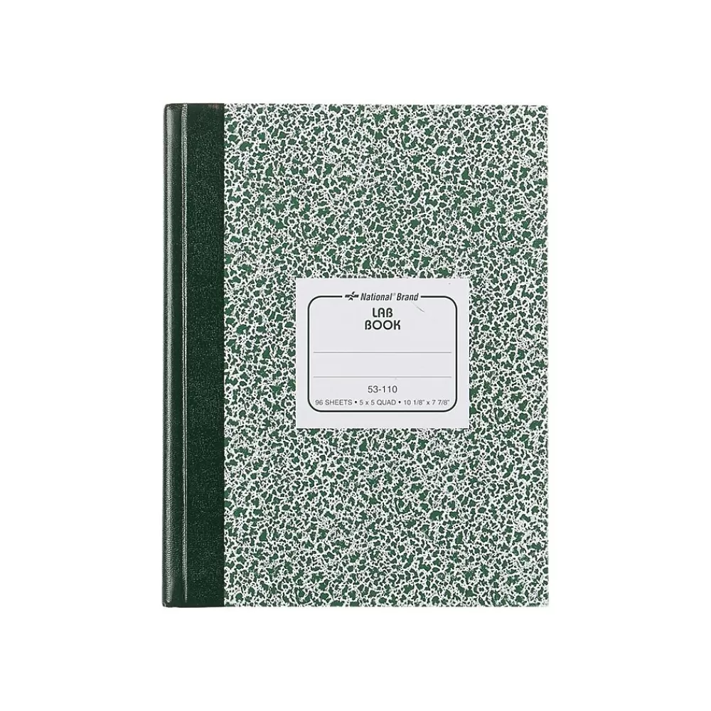National Brand Notebooks<Laboratory 1-Subject Computation Notebooks, 7.88" x 10.13", Quad, 96 Sheets, Green (53110)
