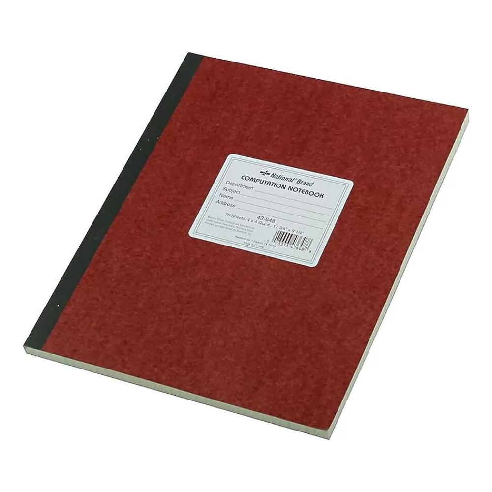 National Brand Notebooks<1-Subject Computation Notebooks, 9.25" x 11.75", Quad, 75 Sheets, Brown (43648)