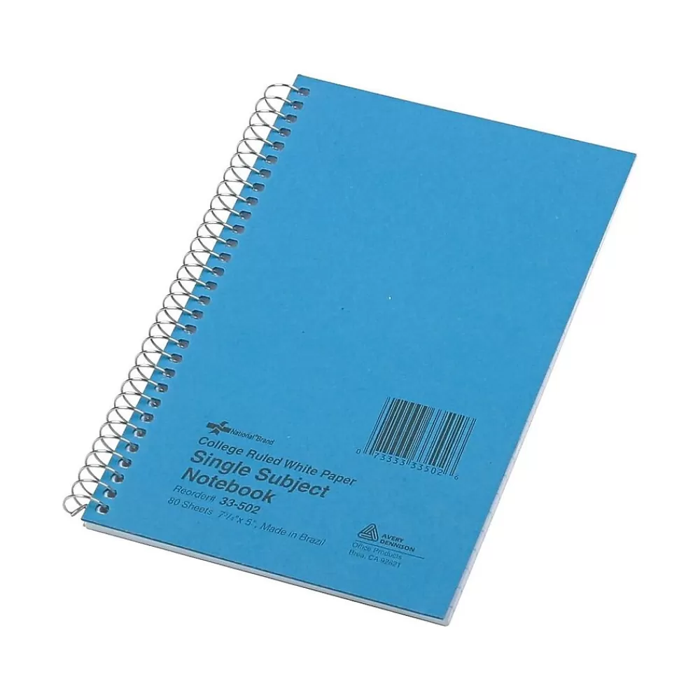 National Brand Subject Notebooks<1-Subject Notebooks, 5" x 7.75", College Ruled, 80 Sheets, Blue (33502)