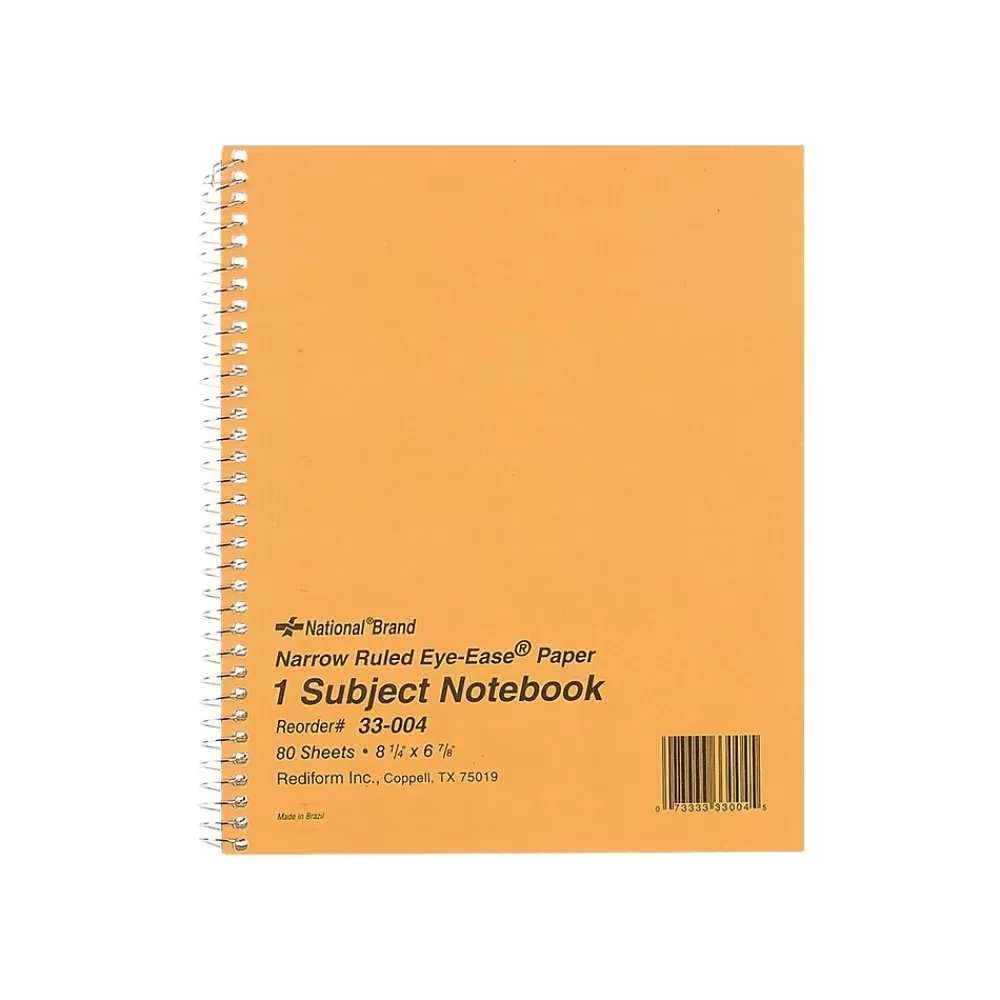 National Brand Subject Notebooks<1-Subject Notebooks, 7" x 8", Narrow Ruled, 80 Sheets, Brown (33004)
