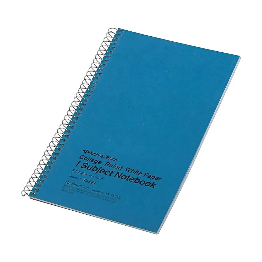 National Brand Subject Notebooks<Xtreme 1-Subject Notebooks, 6" x 9.5", College Ruled, 80 Sheets, Blue (33560)