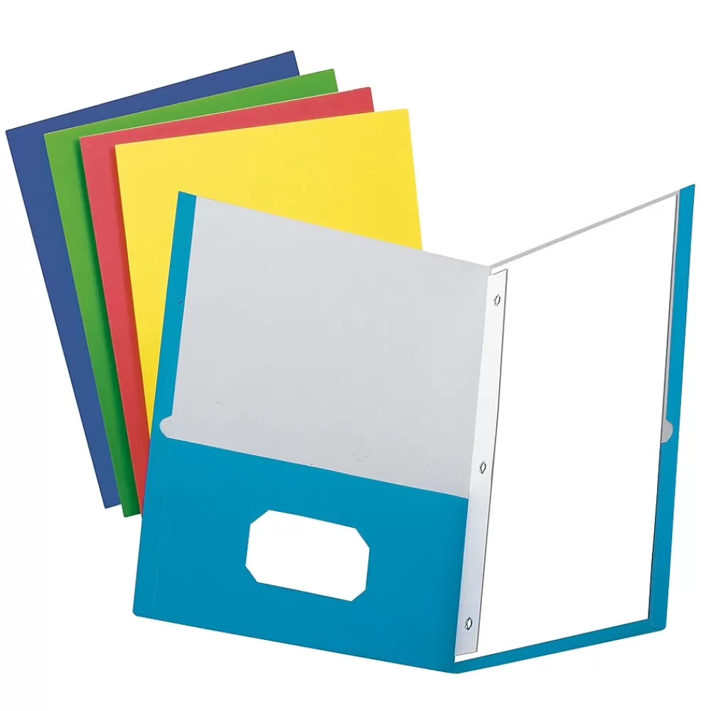 Oxford Pocket Folders<2 Pocket Folders with Fasteners, Assorted Colors, 100/Box (ESS50764)