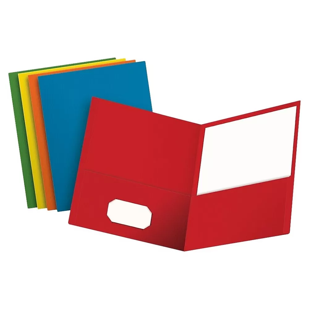 Oxford Pocket Folders<10 2-Pocket Paper Presentation Folder, Assorted, 25/Box (57513EE)