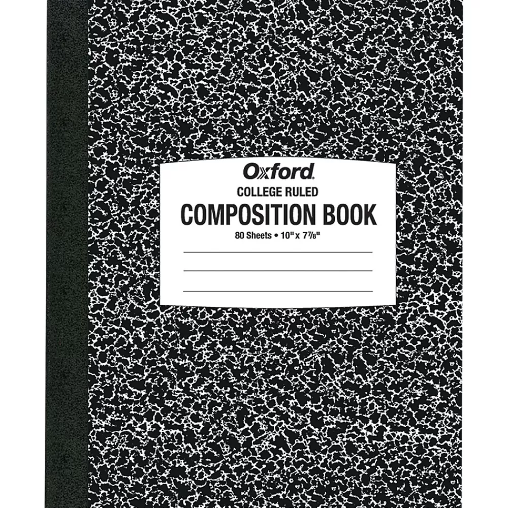 Oxford Composition Notebooks<Composition Book, 7 7/8" x 10", College Ruled, 80 Sheets, Black and White Marble (26-252)
