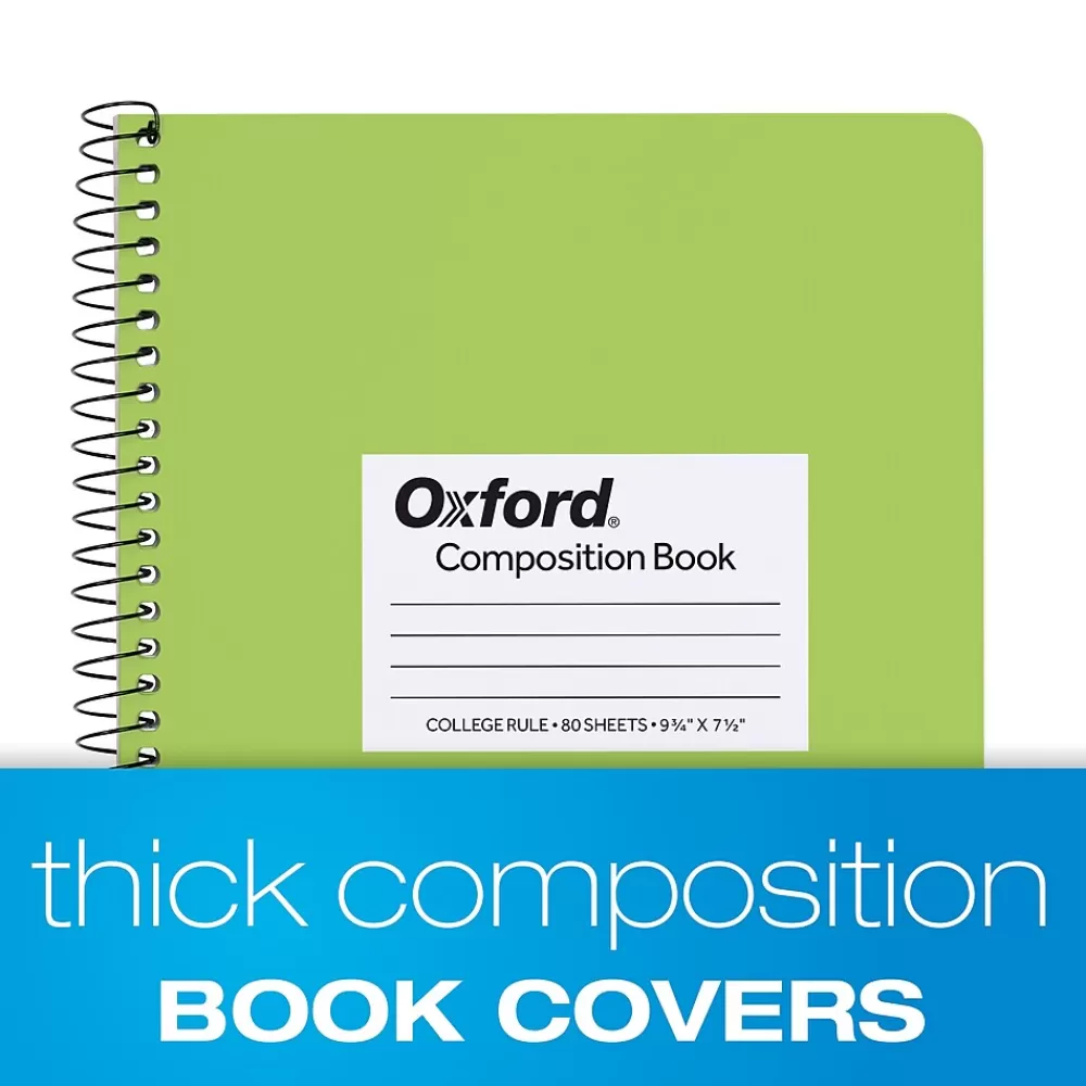 Oxford Composition Notebooks<Composition Notebooks, 7.5" x 9.75", College Ruled, 80 Sheets, Assorted Colors, 4/Pack (64947)