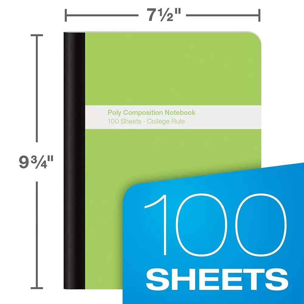 Oxford Composition Notebooks<Composition Notebooks, 7.5" x 9.75", College Ruled, 100 Sheets, Assorted Colors, 6/Pack (64957)