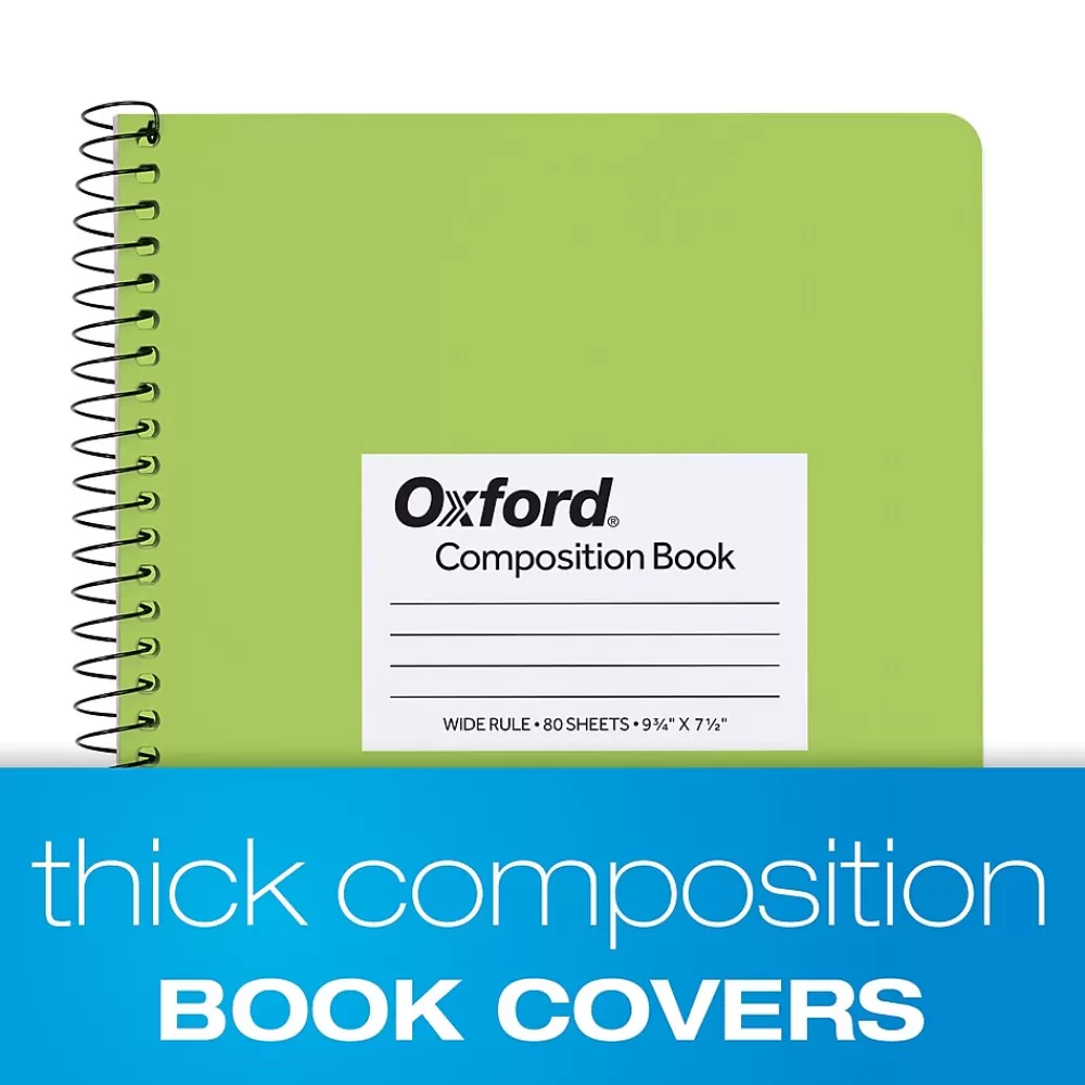 Oxford Subject Notebooks<Composition Notebooks, 7.5" x 9.75", Wide Ruled, 80 Sheets, Assorted Colors, 4/Pack (64946)