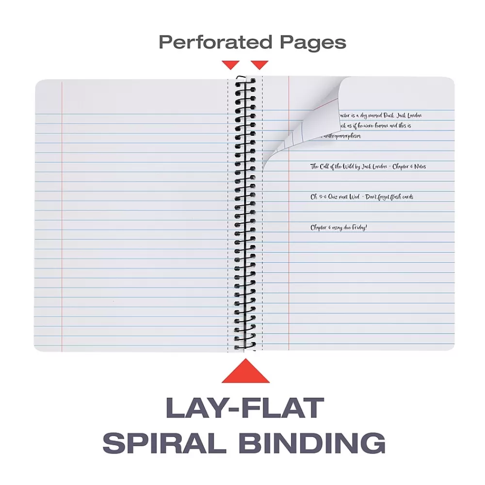 Oxford Subject Notebooks<Composition Notebooks, 7.5" x 9.75", Wide Ruled, 80 Sheets, Assorted Colors, 4/Pack (64946)