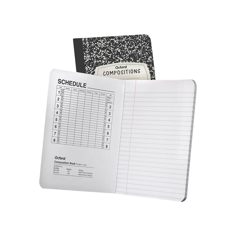 Oxford Composition Notebooks<Composition Notebooks, 9.75" x 7.5", Wide Ruled, 120 Sheets, Black (09-6120)