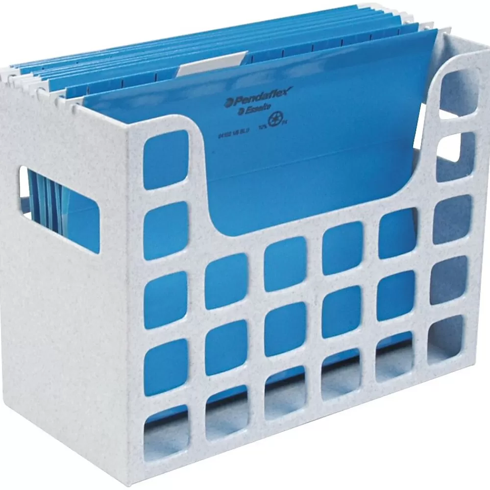 Oxford Hanging File Folders<Decoflex Hanging File Folder Box, Plastic, Granite, 9 1/2"H x 12 3/16"W x 6"D (ESS23054)
