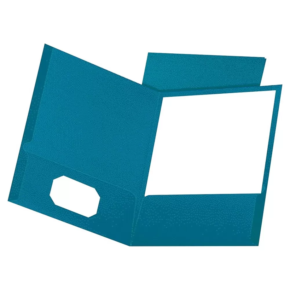 Oxford Pocket Folders<Linen 2-Pocket Presentation Folders, Teal, 25/Box (OXF 53442)