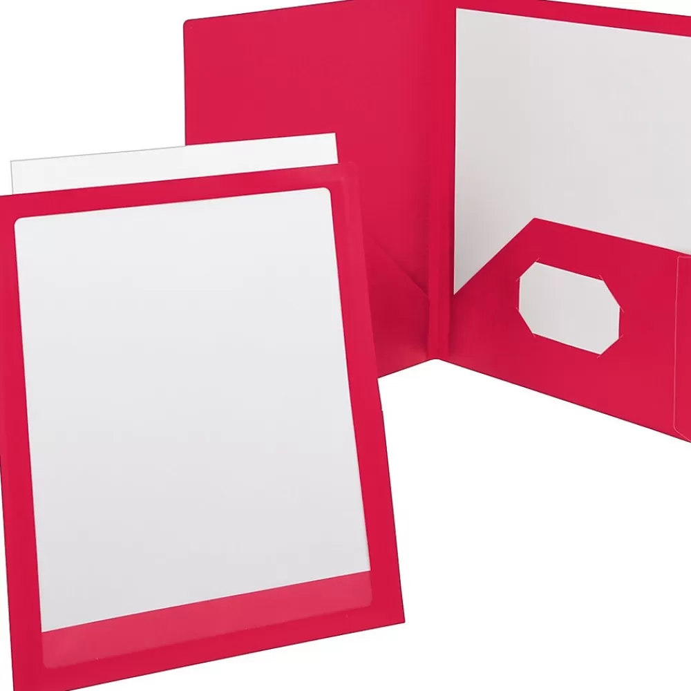 Oxford Pocket Folders<Poly Viewfolio Portfolio, Red, 8 1/2" x 11"