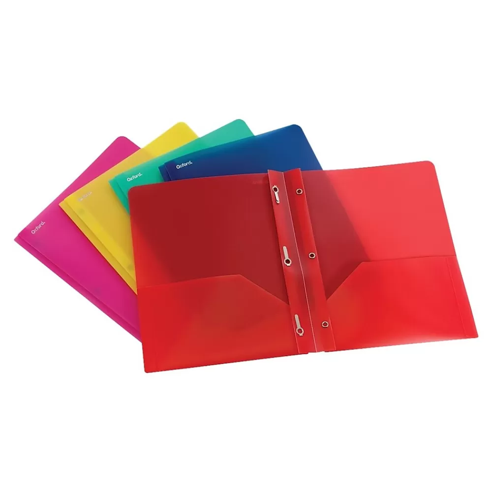 Oxford Pocket Folders<2-Pocket Fastener Folders, Assorted Colors, 25/Box (OXF 99811)