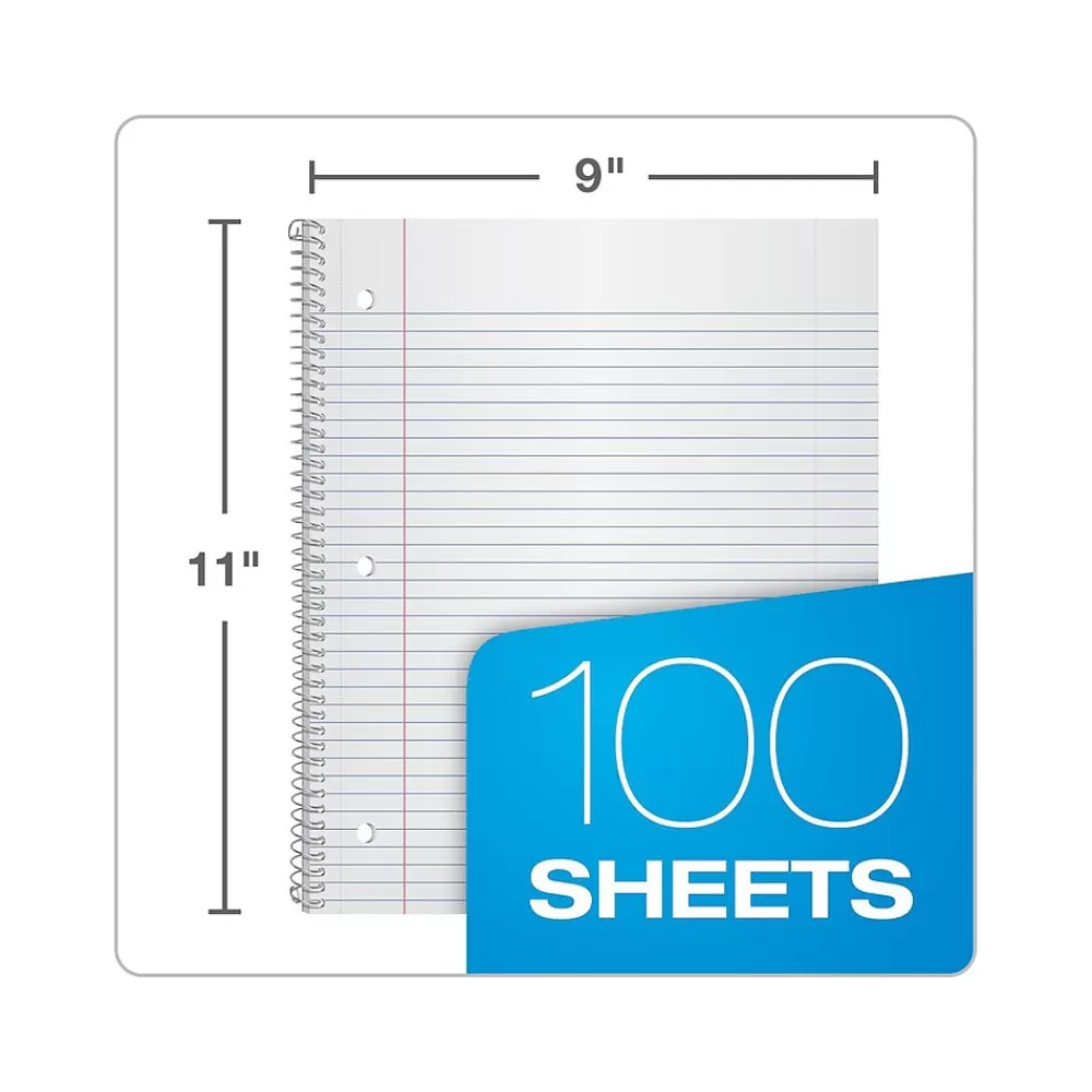 Oxford Subject Notebooks<1-Subject Notebooks, 8.5" x 11", College Ruled, 100 Sheets, Assorted Colors (10590)