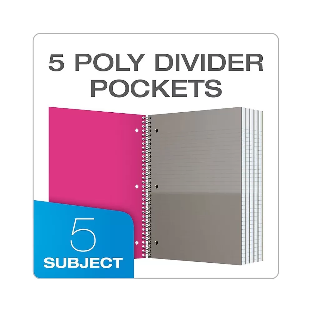 Oxford Subject Notebooks<5-Subject Notebooks, 8.5" x 11", College Ruled, 200 Sheets, Assorted Colors (10588)