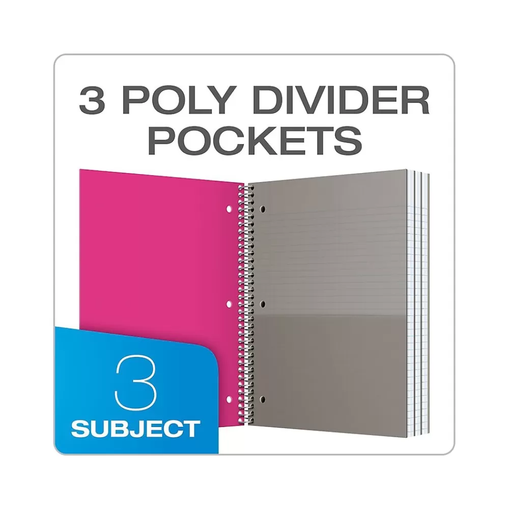 Oxford Subject Notebooks<3-Subject Notebooks, 8.5" x 11", College Ruled, 150 Sheets, Assorted Colors (10586)
