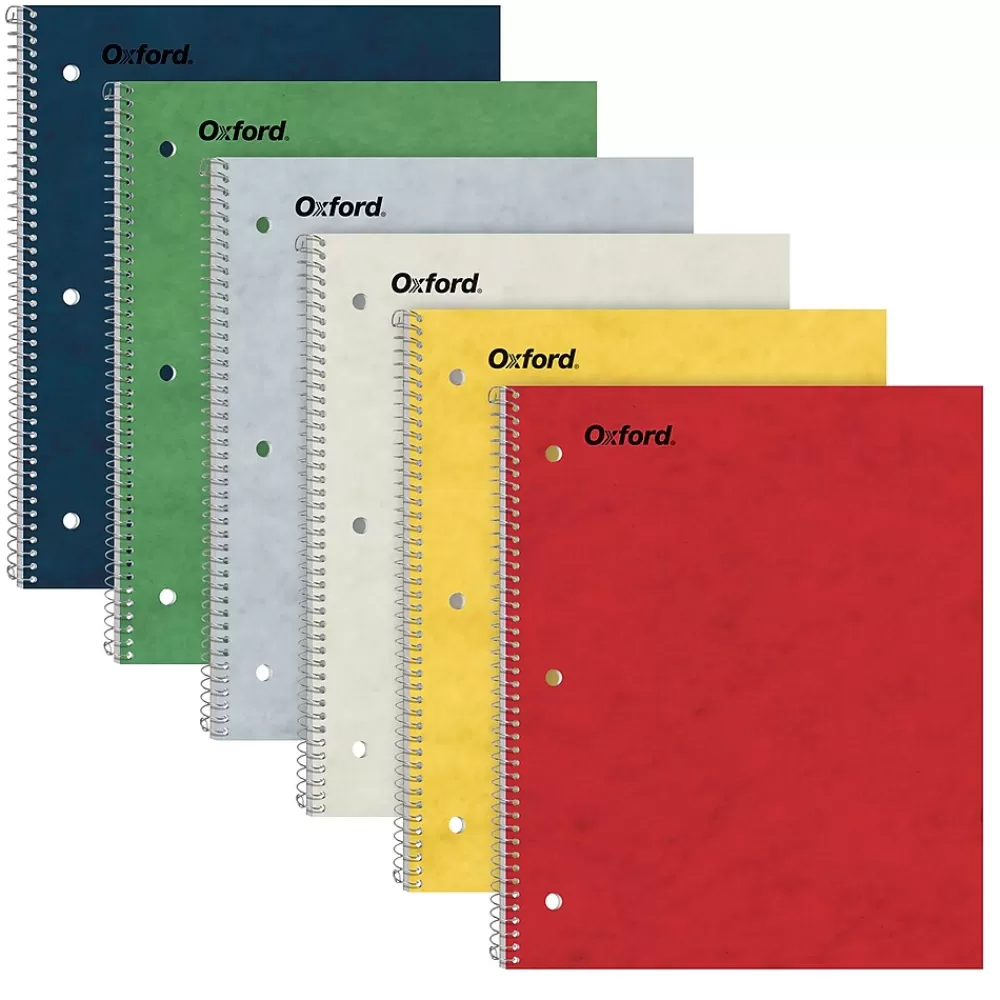 Oxford Subject Notebooks<1-Subject Notebooks, 9" x 11", College Ruled, 100 Sheets, Assorted Colors, 6/Pack (25-009R)