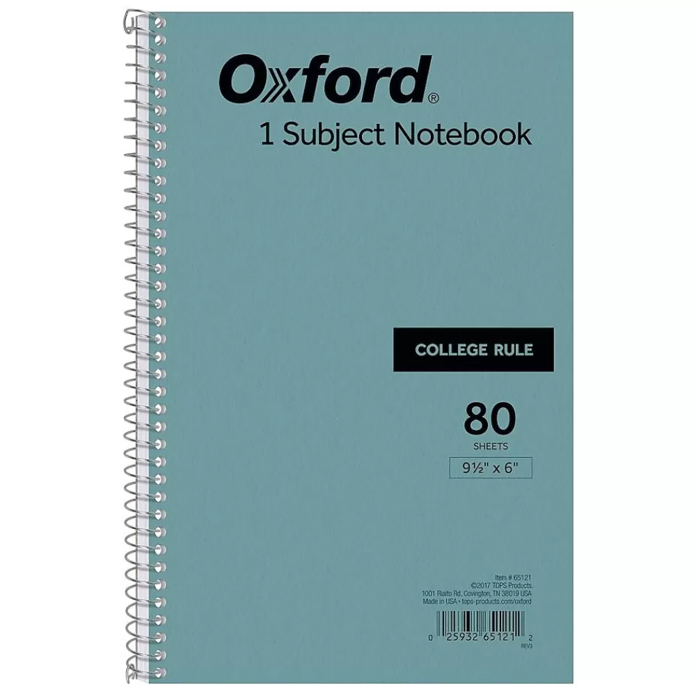 Oxford Subject Notebooks<1-Subject Notebooks, 6" x 9.5", College Ruled, 80 Sheets, Blue (65121)