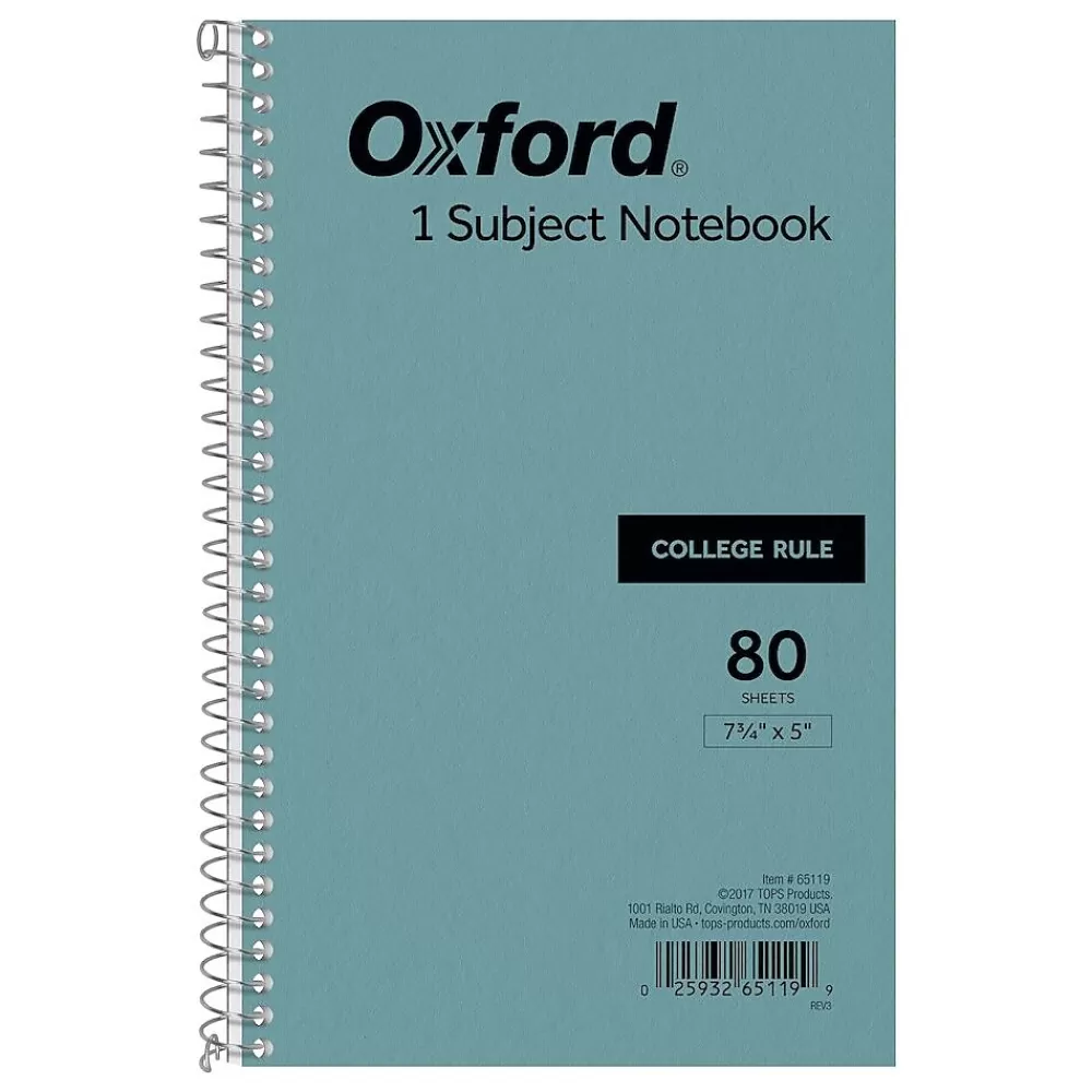 Oxford Subject Notebooks<1-Subject Notebooks, 5" x 7.75", College Ruled, 80 Sheets, Blue (65119)