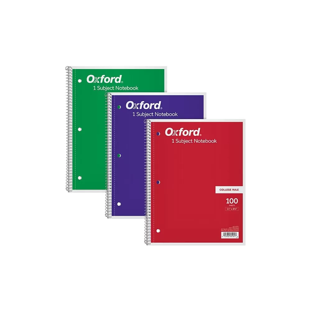 Oxford Subject Notebooks<1-Subject Notebooks, 8.5" x 11", College Ruled, 100 Sheets, Each (65161)